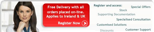 Free Delivery with all orders placed on-line. Applies to Ireland & UK - Register Now.