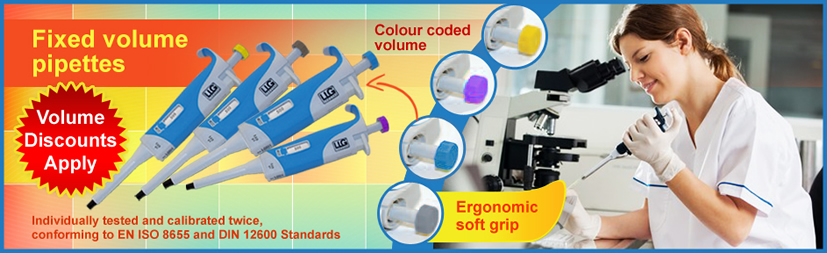 Colour Coded and Ergonomic Fixed Volume Pipettes with Volume Discounts
