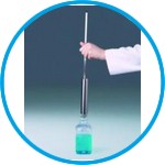 Liquid-Sampler, single hand operation, stainless steel V4A (1.4404), place onto bottle