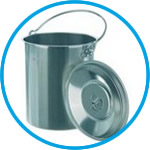 Transport containers with lid and handle, 18/10 steel