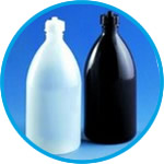 Narrow mouth bottles, LDPE, for automatic burette, brown