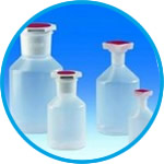 Sloping shoulder reagent bottles, wide-mouth, PP, with octagonal-knob cap