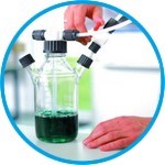 Scrubber Bottles Vitrum, borosilicate glass/PTFE