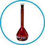 Volumetric flasks, DURAN® amber glass, class A, USP, with PE stopper