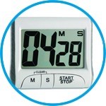 Digital countdown timer and stopwatch, memory function