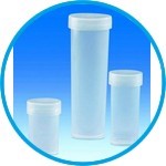 Sample containers, PP with snap on caps, PE-LD