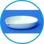 LLG-Porcelain evaporating dishes with spout, flat bottom, shallow form