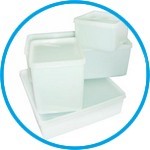 Storage boxes, PE-HD with tightly closing PE-LD lid