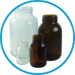 Wide-mouth bottles, soda-lime glass