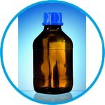 Dispenser/bottle-top flasks, amber soda-lime glass