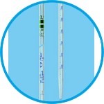 Graduated pipettes, calibrated to contain, class A, conformity certified, blue graduations
