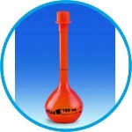 Volumetric flasks with screw cap of PMP, class A, opaque