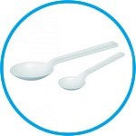 Disposable spoons LaboPlast Bio/SteriPlast Bio, Green PE, white