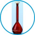 Volumetric flask DURAN®, amber glass, class A, white graduated, incl. individual certificate