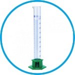 Measuring cylinder with plastic socket, DURAN®, class B, blue graduation