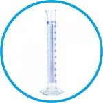 Measuring cylinder, DURAN®, class A, blue graduation
