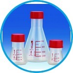 Erlenmeyer flasks, wide mouth, PMP, GL 45, with red screw cap, PP