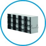 Racks for upright freezers, stainless steel, for boxes with 75 mm height