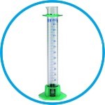 Measuring cylinder with plastic socket, DURAN®, class A, blue graduation