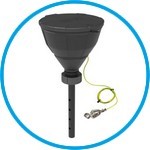 Safety funnel with ball valve, V2.0, HDPE, electrostatic conductive