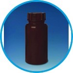 Wide-mouth bottles, with screw cap, LDPE, amber