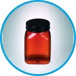 Square wide-mouth containers, PVC, amber