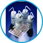 Safety wash bottles with blank write-on-panel, LDPE