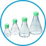 Erlenmeyer flasks, PC, sterile, with plain bottom