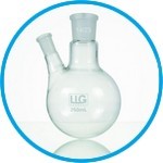 LLG-Two-neck round bottom flasks with standard ground joint, borosilicate glass 3.3, angled side neck