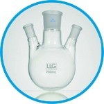 LLG-Three-neck round bottom flasks with standard ground joint, borosilicate glass 3.3, angled side necks