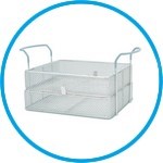 Double insert basket for ultrasonic baths Elmasonic, stainless steel