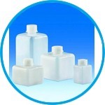 Narrow-mouth bottles, HDPE, with screw cap, PP