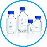 Square shape laboratory bottles, DURAN®, with retrace code