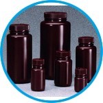 Wide-mouth bottle with screw cap Economy Type DS2185, PE-HD/PP, brown