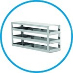 Racks with drawers for upright freezers, stainless steel, for boxes with 75 mm height