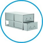 Double trays for upright freezers, stainless steel