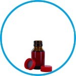 Narrow-mouth bottles, glass, amber, PTFE-lined screw caps