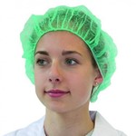 LLG Labware Disposable Bouffant Caps PP Green  6282788