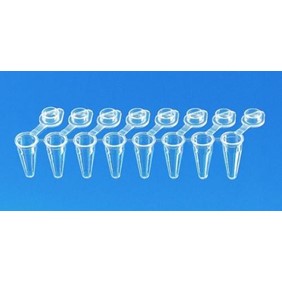 BRAND PCR tubes 0.2 ml with attached transparent single cap, white 781318