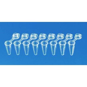 BRAND PCR vial w. 3 bars, 8er, attached lid 0.2 ml, 781315