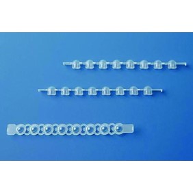 BRAND Strips of 8 PCR lids, colourless for qPCR, flat, 781413